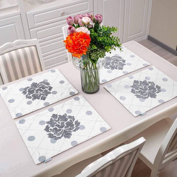 NWOT HWY 50 Linen Embroidered Gray Placemats - 4 piece set - Picture 3 of 5